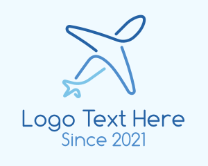 Shipping - Blue Monoline Airplane logo design