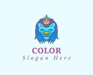 Feline - Blue King Lion logo design