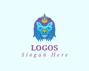 Kingdom - Blue King Lion logo design