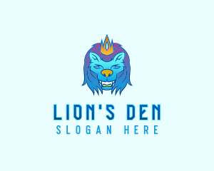 Blue King Lion logo design