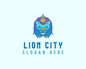 Blue Crown Lion logo design