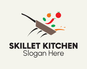 Vegetable Skillet Cooking logo design