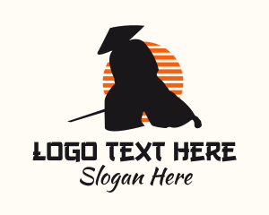 Martial Arts - Samurai Warrior Silhouette logo design