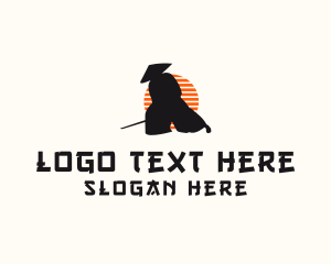 Chinese - Samurai Warrior Silhouette logo design