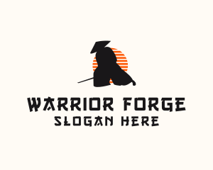 Samurai Warrior Silhouette logo design