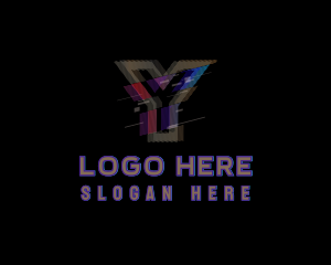 Vhs - Gradient Glitch Letter Y logo design