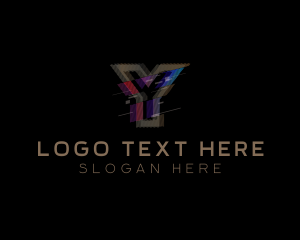 Pub - Gradient Glitch Letter Y logo design