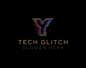 Malfunction - Gradient Glitch Letter Y logo design