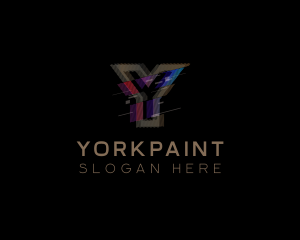 Gradient Glitch Letter Y logo design