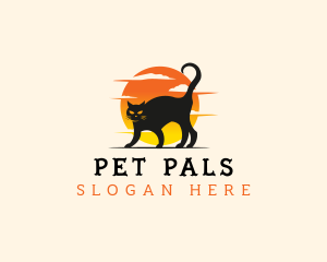 Halloween Kitten Cat logo design