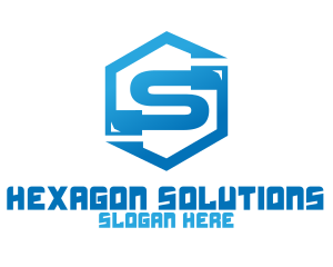 Blue S Hexagon logo design