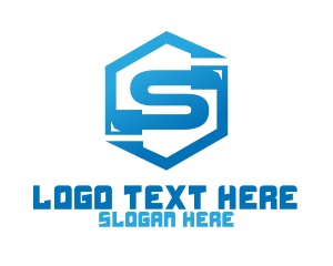 Video Game - Blue S Hexagon logo design