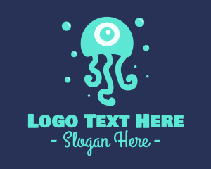 Underwater - Green Eyeball Jellyfish logo design