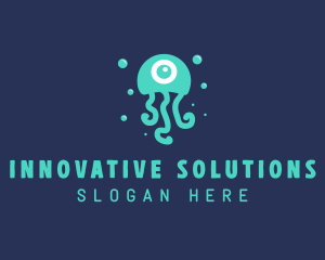 Eyeball Aquatic Jellyfish Logo