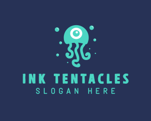 Tentacles - Eyeball Aquatic Jellyfish logo design