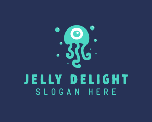 Eyeball Aquatic Jellyfish logo design