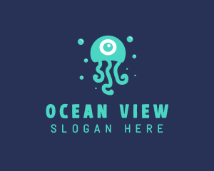 Eyeball Aquatic Jellyfish logo design