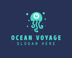 Eyeball Aquatic Jellyfish logo design