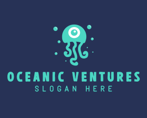 Eyeball Aquatic Jellyfish logo design