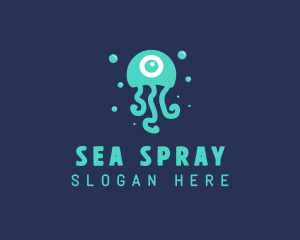 Eyeball Aquatic Jellyfish logo design