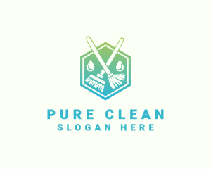 Broom House Cleaning Maintenance logo design