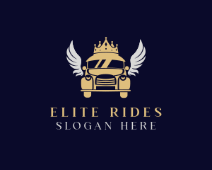 Limousine - Royal Crown Car Wings logo design