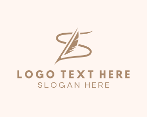 Letter - Feather Literature Writer logo design