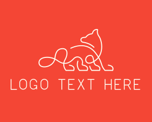 White - Abstract Fox Monoline Dog logo design