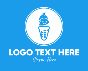 Blue Ice Cream Shop Logo