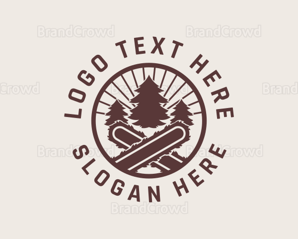 Chainsaw Tree Lumberjack Logo