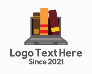 Online Library - Laptop Learning Book logo design