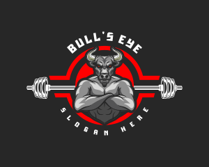 Weightlifting Barbell Bull logo design