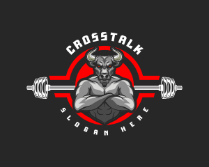 Team - Weightlifting Barbell Bull logo design