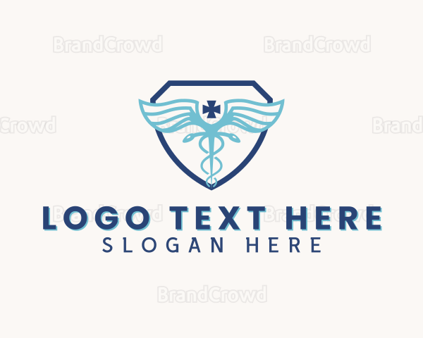 Healthcare Caduceus Shield Logo