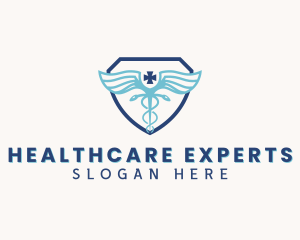 Healthcare Caduceus Shield logo design