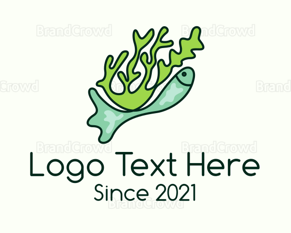 Seaweed Underwater Fish Logo