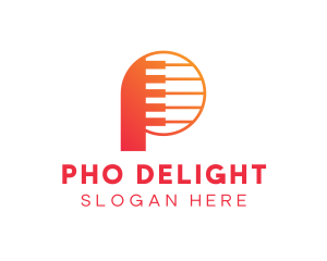 Modern Gradient P Piano logo design