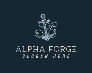 Anchor Rope Letter A logo design