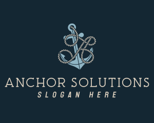 Anchor Rope Letter A logo design