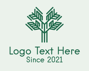 Vegan - Green Symmetric Plant logo design