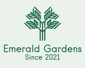 Green Symmetric Plant  logo design