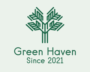 Green Symmetric Plant  logo design