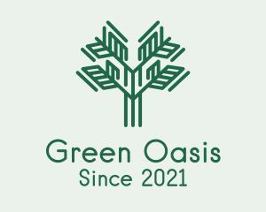 Green Symmetric Plant  logo design