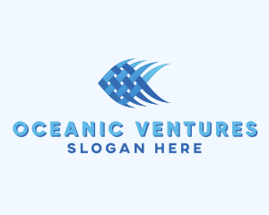 Blue Aquatic Fish logo design