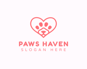 Paw Heart Dog logo design