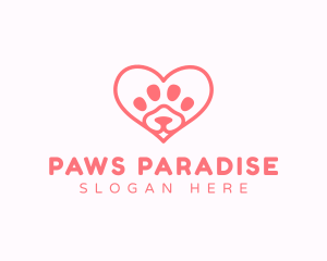 Paw Heart Dog logo design