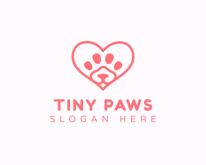 Paw Heart Dog logo design