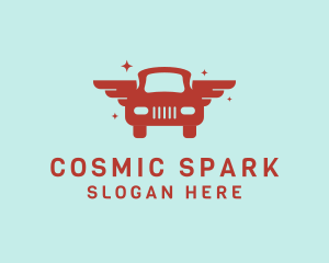 Sparkly Red Car Wings logo design