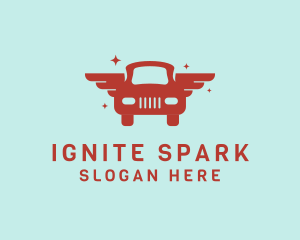 Sparkly Red Car Wings logo design