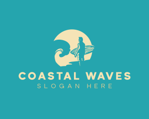 Surfing Sea Waves logo design